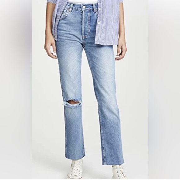 Boyish Dempsey High Rise Button Fly Distressed Raw Hem Denim Jeans Size 25 - Picture 1 of 11